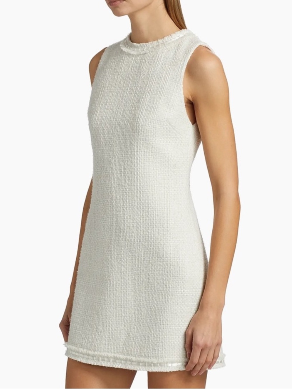 Alice + Olivia Off White Coley Sleeveless Tweed Shift Dress